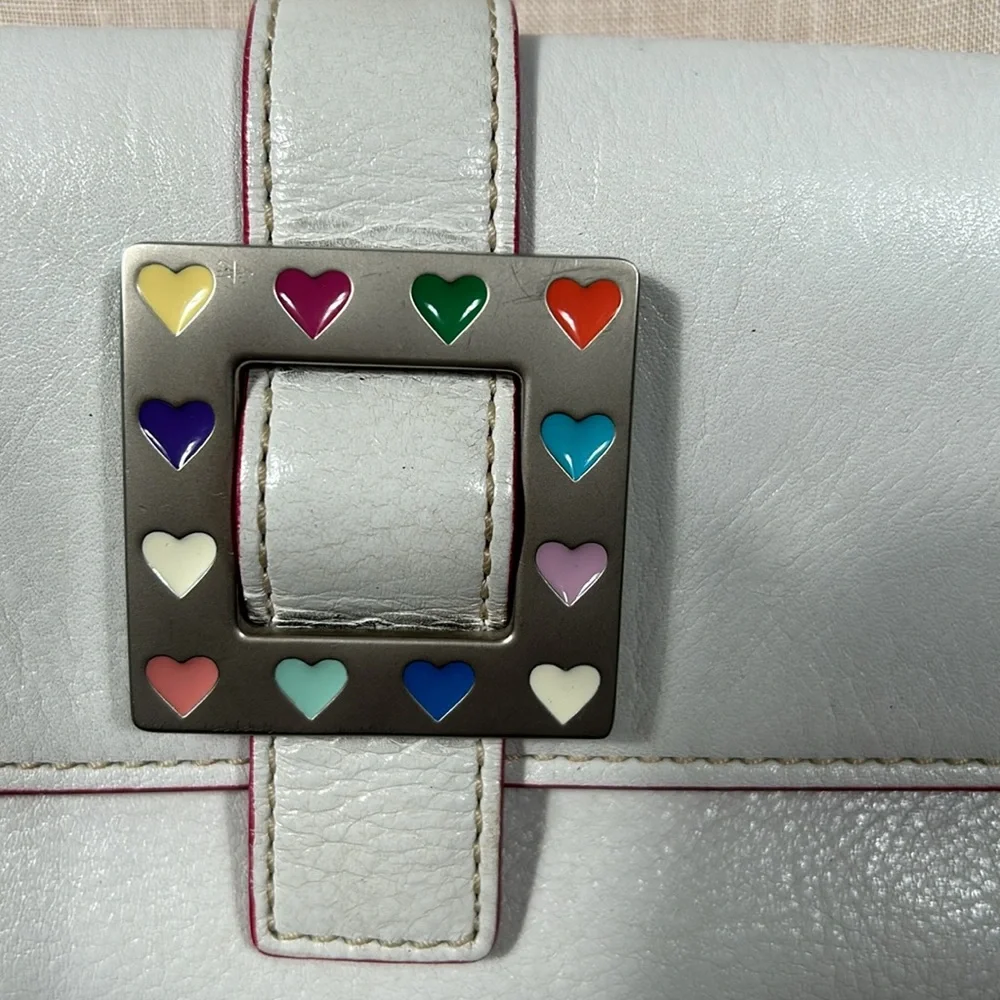 Dooney & Bourke Women's White Leather Heart Buckle Baguette Shoulder - Picture 2 of 16